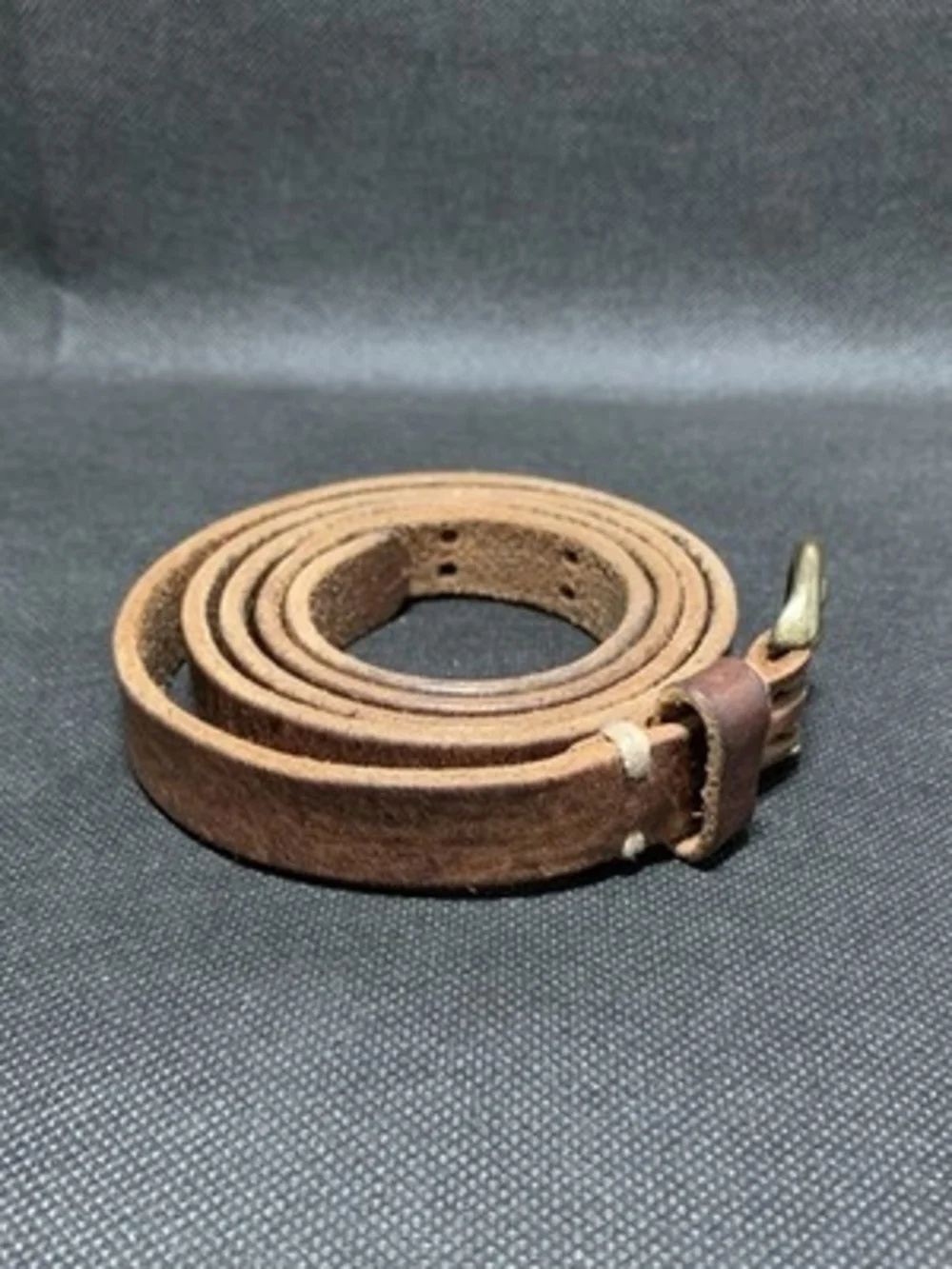 Genuine Brown Leather Belt Brass Buckle Casual Size M Unisex Very Good Condition